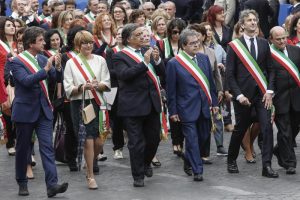 Some Italian Mayors walk during the military parade for the Italian Republic Day in Rome, Italy, 02 June 2016. ANSA/GIUSEPPE LAMI